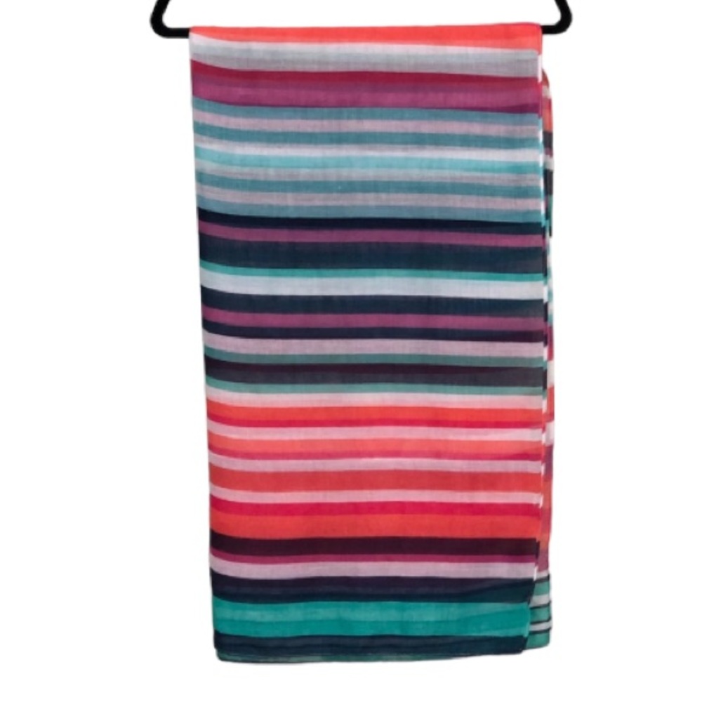 Striped Linen Blend Sheer Scarf